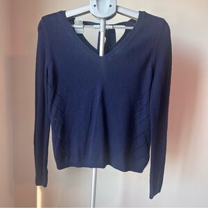 Moth for Anthropologie Keyhole Tie Back Sweater M | Navy Blue Knit Open Back GUC